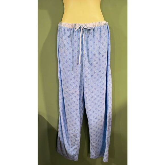 Aria Flannel Pajama Set with Button Up Top and Drawstring Bottom, Blue, Size M - Picture 2 of 7